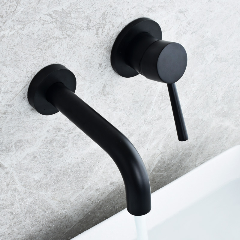 Concealed Faucet Bathroom Black Hot and Cold Water Embedded Basin Faucet AM1015