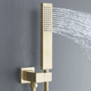 Brushed Gold Recessed Concealed Brass Canopy Rain Shower Head Full Shower System AL2001 - Image 5