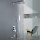 Brushed Gold Recessed Concealed Brass Canopy Rain Shower Head Full Shower System AL2001 - Image 3