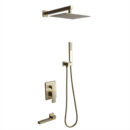 Brushed Gold Recessed Concealed Brass Canopy Rain Shower Head Full Shower System AL2001 - Image 12
