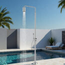Outdoor Floor Standing Shower Head Stainless Steel Vertical Column Set for Villa Swimming Pools and Beach Resorts HW10A - Image 4