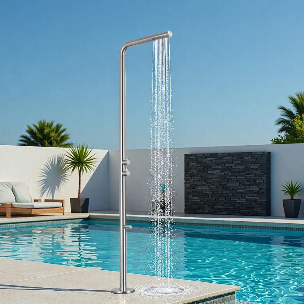 Stainless Steel Outdoor Swimming Pool Hot and Cold Dual Control Floor-Standing Shower Faucet Set HW2502