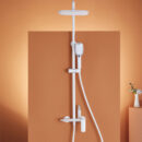 all copper bathroom household shower set surface mounted multifunctional hot and cold shower with top spray shower lm2532