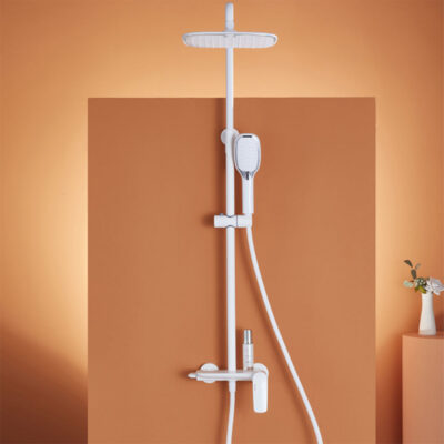 all copper bathroom household shower set surface mounted multifunctional hot and cold shower with top spray shower lm2532