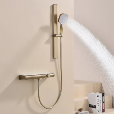 household bathroom hot and cold button shelf all copper can be raised and lowered multifunctional rain shower sprinkler set
