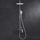 all copper bathroom household shower set surface mounted multifunctional hot and cold shower with top spray shower lm2532
