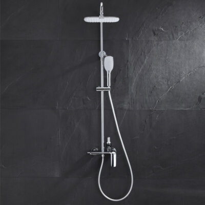all copper bathroom household shower set surface mounted multifunctional hot and cold shower with top spray shower lm2532