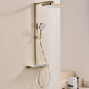 household bathroom hot and cold button shelf all copper can be raised and lowered multifunctional rain shower sprinkler set