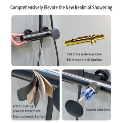 simple shower set household copper bathroom multifunctional hot and cold large top spray shower lm2534