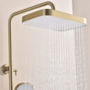new full copper wall mounted home cold and hot water shower set with storage space overhead sprayer and rainfall function lm2538