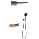 all copper thermostatic concealed wall mounted shower set bathroom embedded waterfall big top spray digital display shower al2518