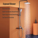 all copper bathroom household shower set surface mounted multifunctional hot and cold shower with top spray shower lm2532