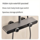 new full copper wall mounted home cold and hot water shower set with storage space overhead sprayer and rainfall function lm2538