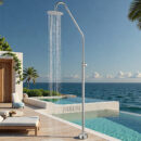 stainless steel black outdoor floor to ceiling shower column swimming pool vertical high end shower set beach shower hw1045e
