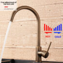 kitchen household vintage sink faucet, splash proof hot and cold dual control cf2301