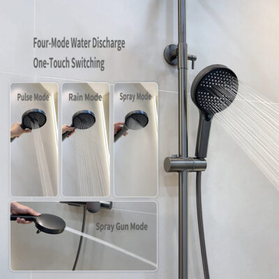 simple shower set household copper bathroom multifunctional hot and cold large top spray shower lm2534