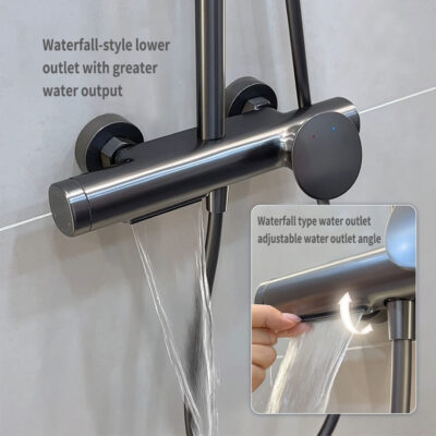 simple shower set household copper bathroom multifunctional hot and cold large top spray shower lm2534