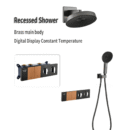 all copper thermostatic concealed wall mounted shower set bathroom embedded waterfall big top spray digital display shower al2518