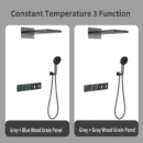 all copper thermostatic concealed wall mounted shower set bathroom embedded waterfall big top spray digital display shower al2518
