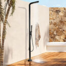 outdoor floor standing faucet, vertical high end shower, stainless steel beach hot and cold shower column set hw2503