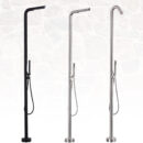 outdoor floor standing faucet, vertical high end shower, stainless steel beach hot and cold shower column set hw2503