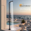 outdoor floor standing faucet, vertical high end shower, stainless steel beach hot and cold shower column set hw2503