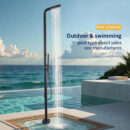 outdoor floor standing faucet, vertical high end shower, stainless steel beach hot and cold shower column set hw2503