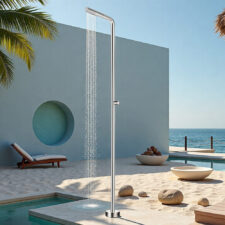Outdoor floor-to-ceiling vertical shower column stainless steel single cold shower beach swimming pool open-air shower set HW1045F