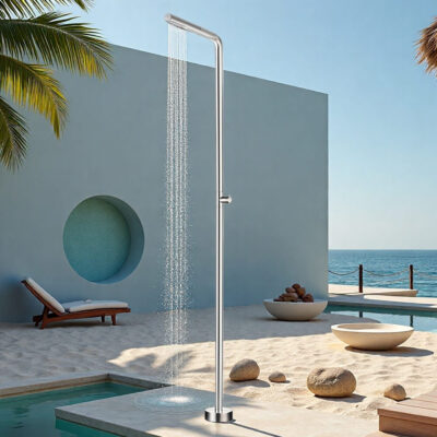 outdoor floor to ceiling vertical shower column stainless steel hot and cold shower beach swimming pool open air shower set hw1045f