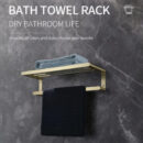 black perforated storage towel rack bathroom hotel with hook storage towel rack gj2214