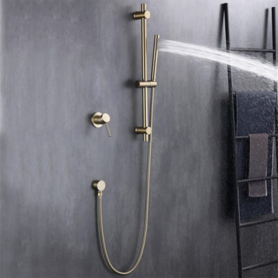 brushed gold brass concealed shower head can be raised and lowered hot and cold household shower set bathroom in wall al2305