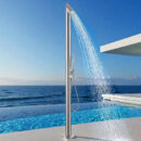 cross border outdoor floor faucet vertical hot and cold shower stainless steel beach shower column set hw2504