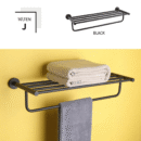 black perforated storage towel rack bathroom hotel with hook storage towel rack gj2214