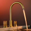 french brass crystal double switch hot and cold basin faucet split three hole wash basin faucet ft2514