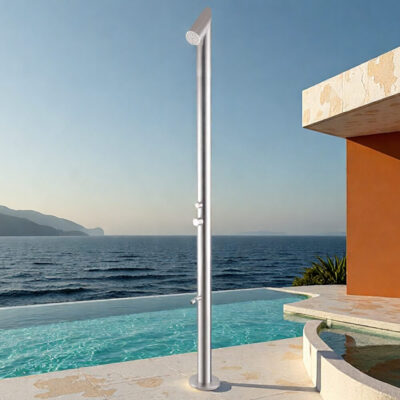 cross border outdoor floor faucet vertical hot and cold shower stainless steel beach shower column set hw2504