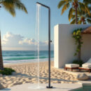 outdoor floor to ceiling vertical shower column stainless steel hot and cold shower beach swimming pool open air shower set hw1045f