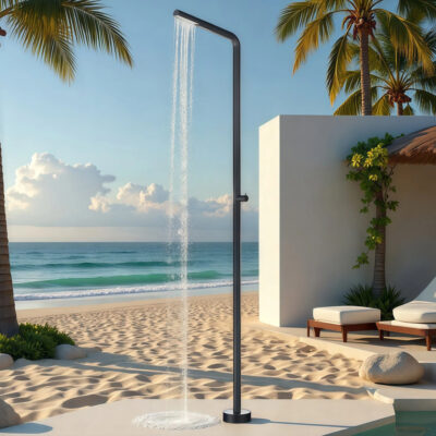 outdoor floor to ceiling vertical shower column stainless steel hot and cold shower beach swimming pool open air shower set hw1045f