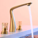 french brass crystal double switch hot and cold basin faucet split three hole wash basin faucet ft2514