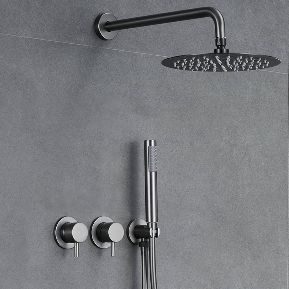 All copper black hot and cold embedded wall-mounted concealed shower set hotel bathroom household mixing valve AL2309