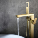 brass hot and cold black floor standing bathroom wooden barrel bathtub faucet toilet hotel shower ld2304