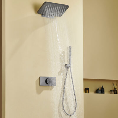 all copper concealed hot and cold shower set, embedded multi function outlet rain shower set al2512