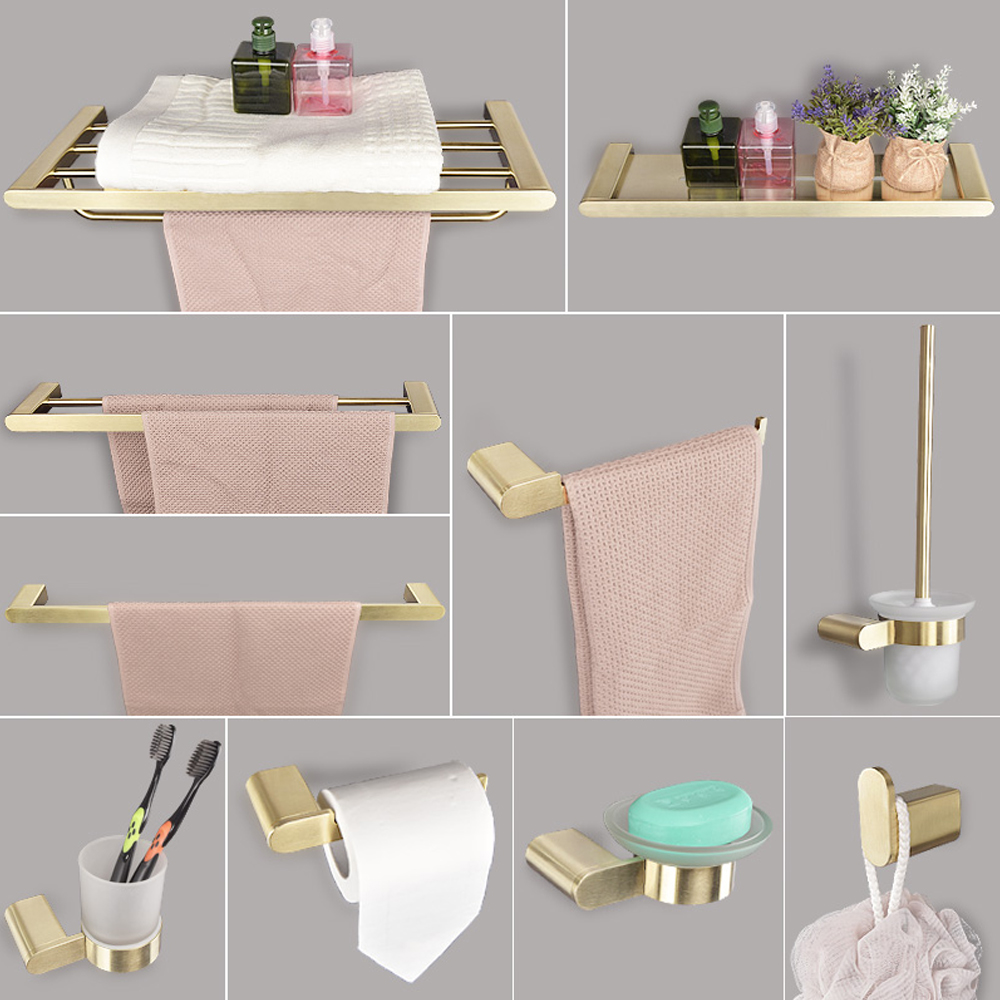 304 stainless steel bathroom pendant set brushed gold bathroom towel rack modern minimalist GJJ1001