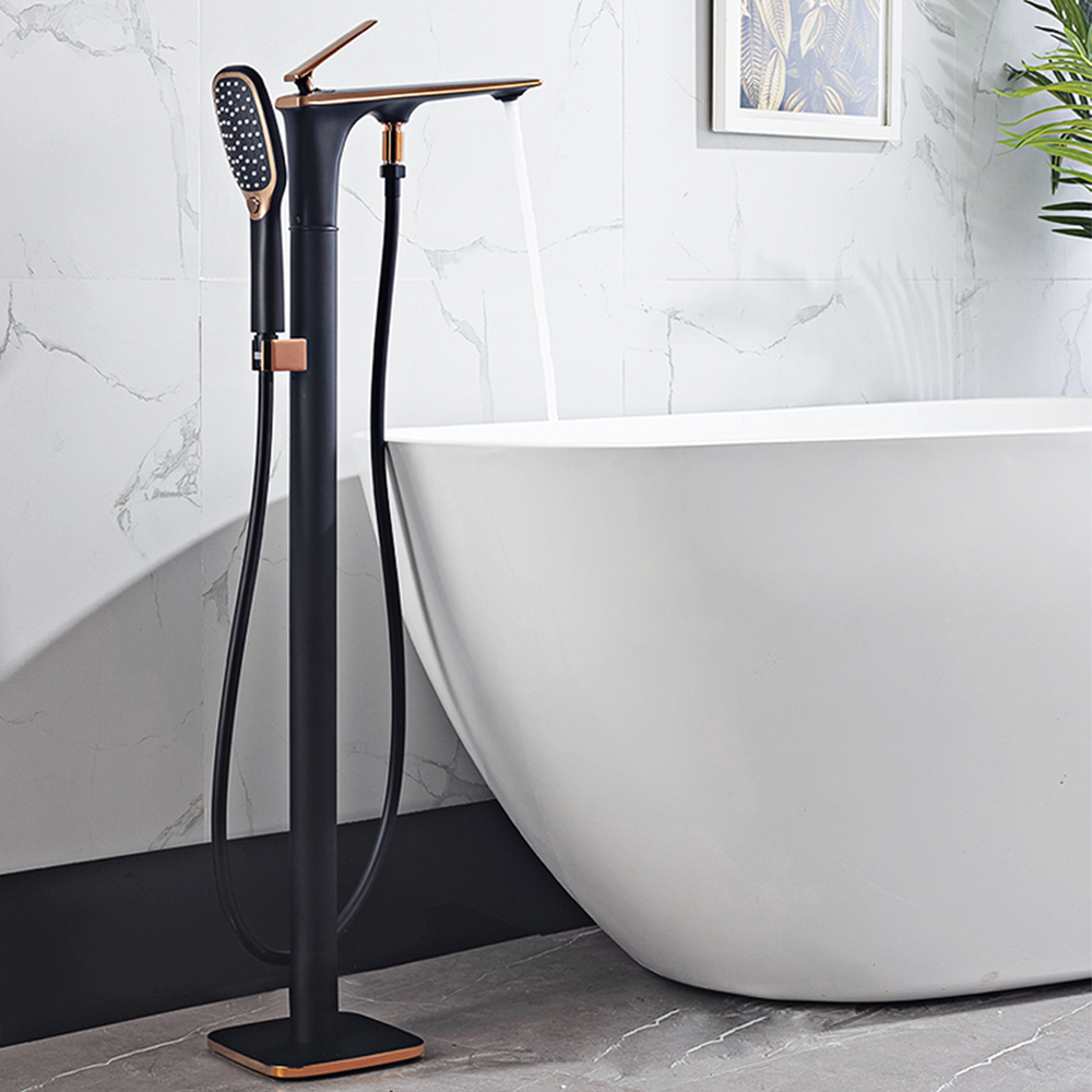 Bathtub faucet floor-standing hot and cold water faucet cylinder-side bath sitting vertical shower set YG1003