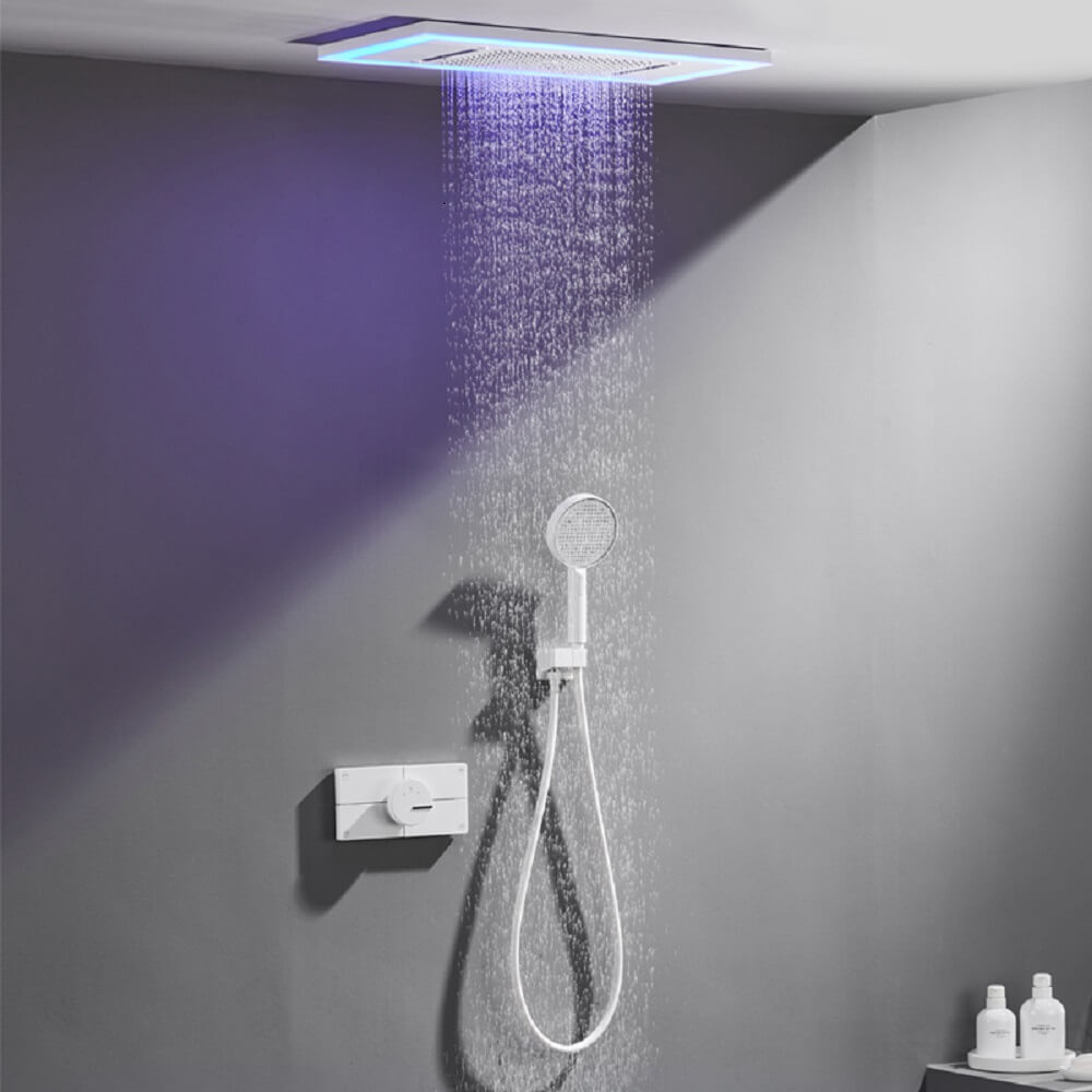 All-copper atmosphere lamp shower set, multi-mode water outlet, hot and cold canopy, ceiling flying rain waterfall shower AL2509