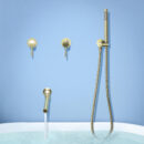 concealed bathtub shower faucet brass embedded in the wall golden cylinder side split hot and cold shower set al3007