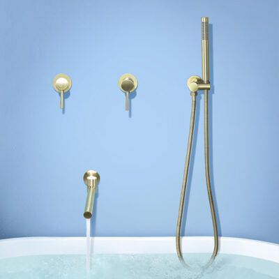 concealed bathtub shower faucet brass embedded in the wall golden cylinder side split hot and cold shower set al3007