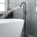 brass hot and cold black floor standing bathtub faucet, cylinder side type without shower, rotating column basin faucet yg2001