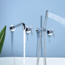 concealed bathtub shower faucet brass embedded in the wall golden cylinder side split hot and cold shower set al3007