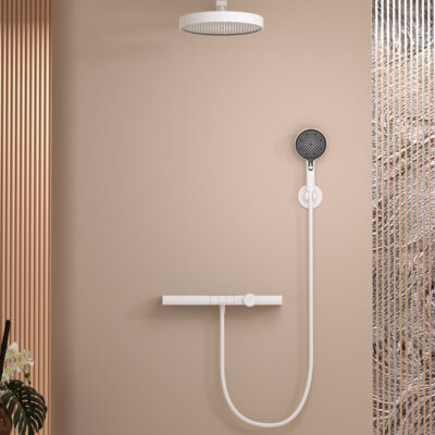 all copper concealed rain shower top spray piano button shelf hot and cold multifunctional shower set al2517