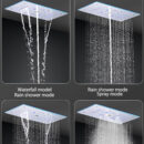 stainless steel 24*12 inch s rain shower head bathroom thermostat light emitting diode music multifunctional shower mixer set